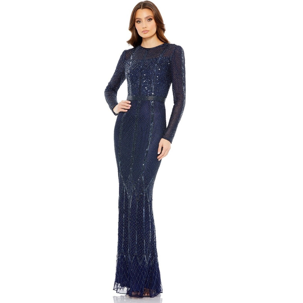 Mac Duggal 5607 Embellished Long Sleeve Dress Gown. Formal, Wedding Sz 16 $798